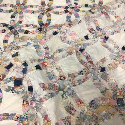 5486 Vintage Handmade Wedding Ring Quilt TOPPER