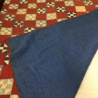 5489 Vintage Handmade Dark Red Shoo Fly Quilt