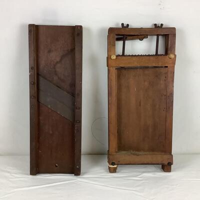 Lot. 5509. Antique Spaghetti Dryer & Antique Wooden Mandoline Slicer