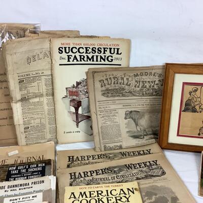 5513 Lot of Vintage Advertising Papers, Magazines, Post cards and more