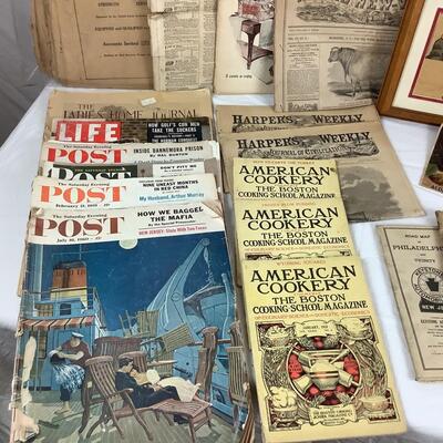 5513 Lot of Vintage Advertising Papers, Magazines, Post cards and more