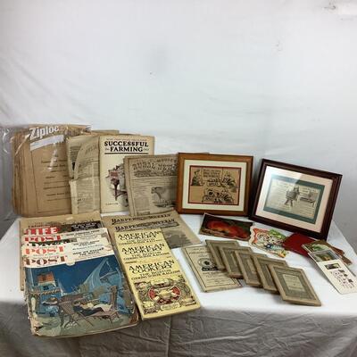 5513 Lot of Vintage Advertising Papers, Magazines, Post cards and more