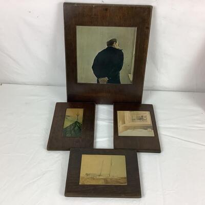 5516 Vintage Andrew Wyeth Prints on Board w/ Old Wood Burning Art