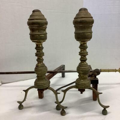 Lot. 5520. Vintage Andirons & Poker