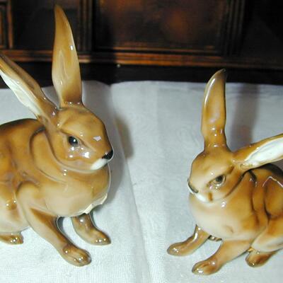 2 Porcelain Lorenz Hutschenreuther Kunstabteiling Rabbit Figurines