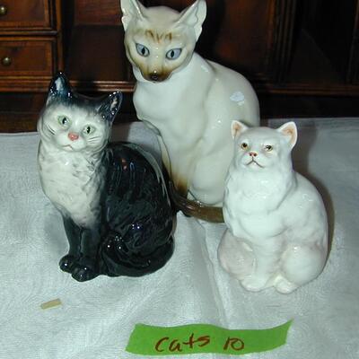 Cat Lot #10 -- Vintage porcelain Cat Figurines Various Makers