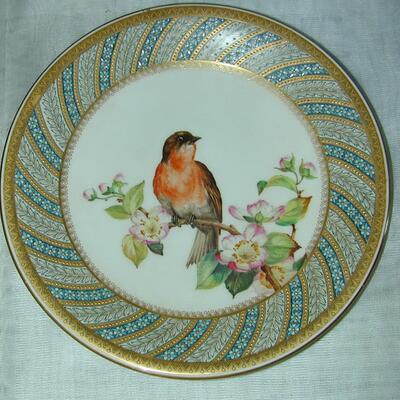 2 Early Royal Worcester Hand Painted Cabinet Plates Birds