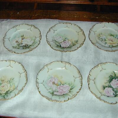 10 Early JPL France Hand Painted Gilt Gold Porcelain Plates