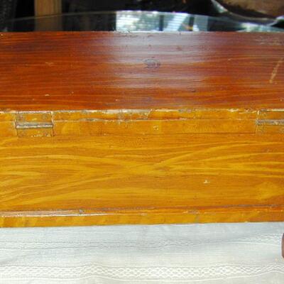 Antique Wooden Salesman Sample Doll Footed Blanket Chest Trunk