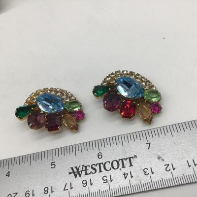 Large Vintage Rhinestone Earrings