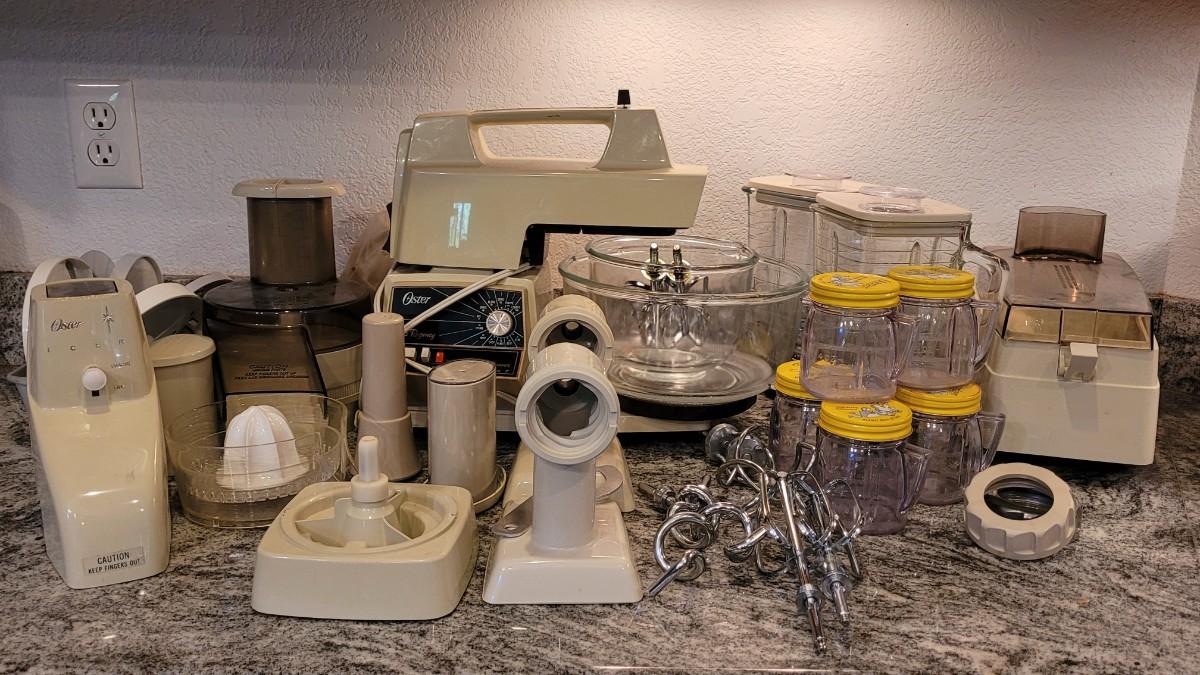 Lot 38 Vintage OSTER Kitchen Center with Many Attachments