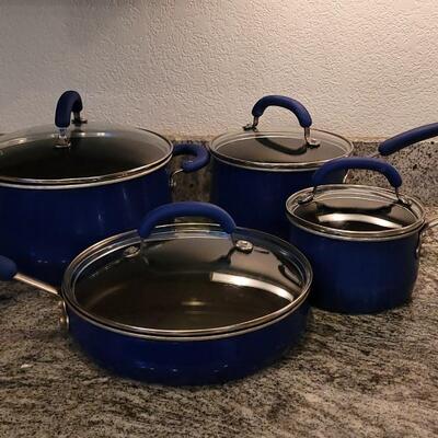 Lot 50: RACHEL RAY Blue Pots & Pans