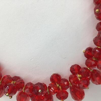 Red Glass Beaded Necklace