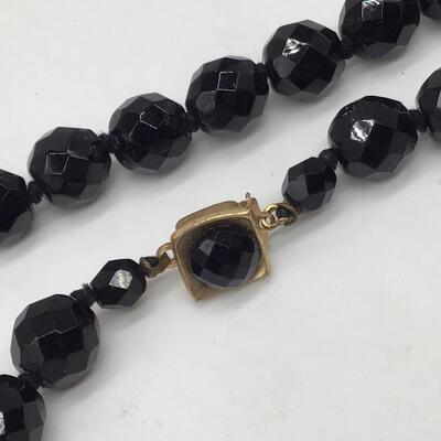 Vintage Black Faceted Glass Necklace