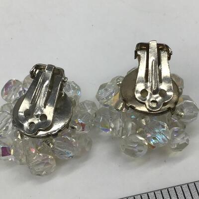 Rhinestone And Bead clip earrings