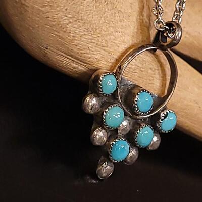 Lot 74: Vintage Native American Turquoise Pendant & Necklace