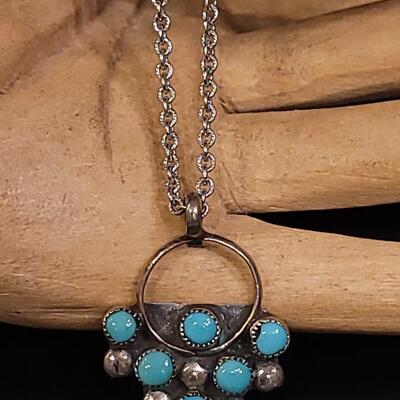 Lot 74: Vintage Native American Turquoise Pendant & Necklace