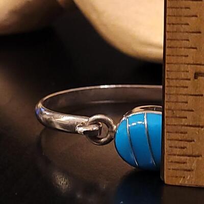 Lot 77: Vintage Taxco Turquoise & Sterling Inlay Bracelet