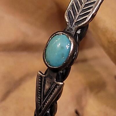 Lot 78: Vintage Sterling Native American Turquoise Arrow Cuff