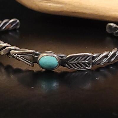 Lot 78: Vintage Sterling Native American Turquoise Arrow Cuff