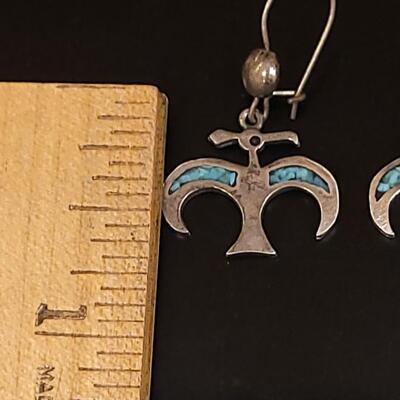 Lot 79: Vintage Sterling & Turquoise Thunderbird Earrings