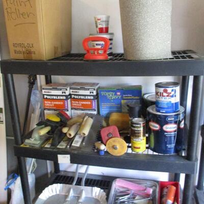 Plastic Shelving Unit/Paint Supplies etc