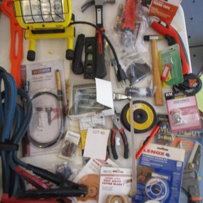 Miscellaneous--battery cables, light, hammer