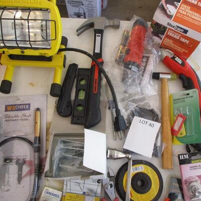 Miscellaneous--battery cables, light, hammer