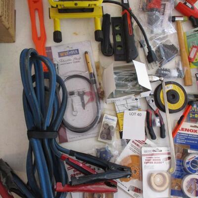 Miscellaneous--battery cables, light, hammer