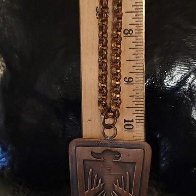 Lot 119: Vintage Solid Copper Thunderbird Necklace & Pendant