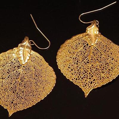 Lot 125: Vintage Gold Dipped Leaf Earrings