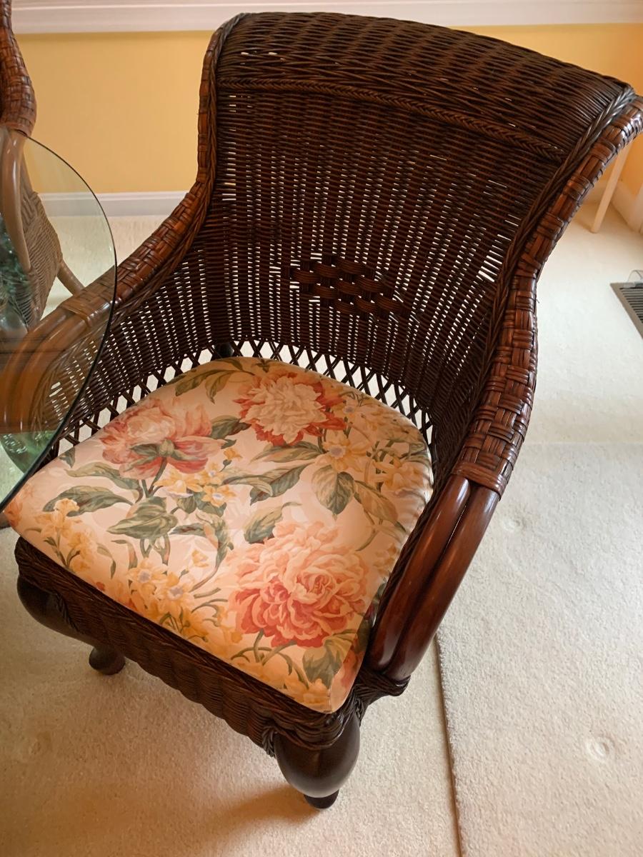 Fuller Rattan Wicker Glass Top Table & Chairs