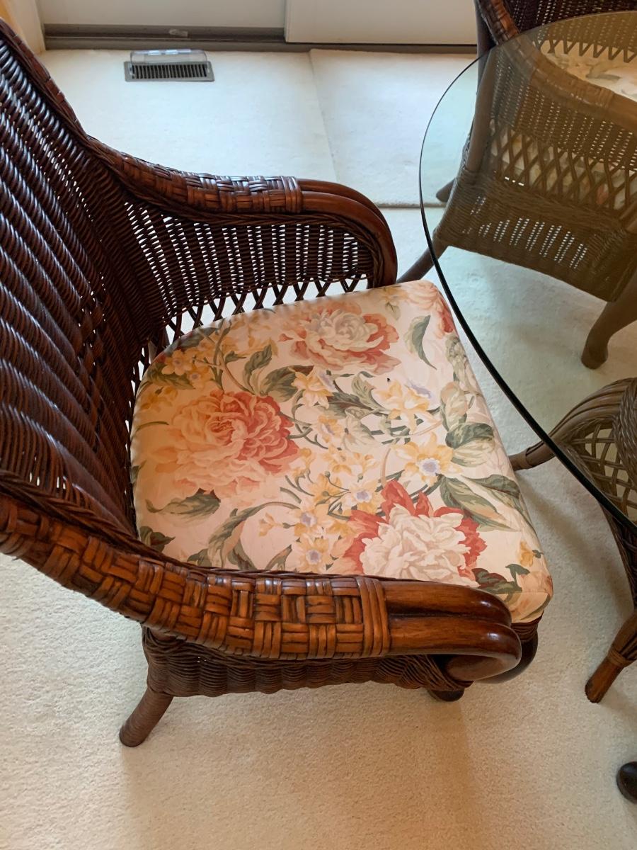 Fuller Rattan Wicker Glass Top Table & Chairs