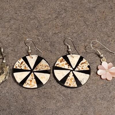 Lot 132: Stone and Shell Earrings