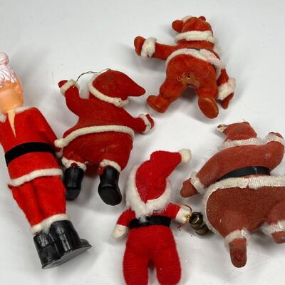 Vintage Lot of Small Plastic Santa Claus Christmas Ornament Collectible Figurines
