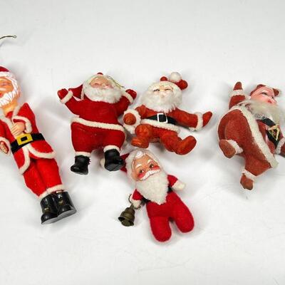 Vintage Lot of Small Plastic Santa Claus Christmas Ornament Collectible Figurines