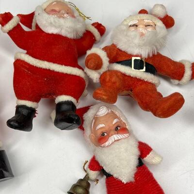 Vintage Lot of Small Plastic Santa Claus Christmas Ornament Collectible Figurines