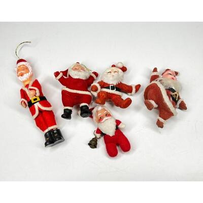 Vintage Lot of Small Plastic Santa Claus Christmas Ornament Collectible Figurines