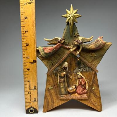 Roman Inc. Wooden Carved Star Holiday Star Nativity Scene Religious Home Decor