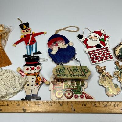 Lot of Miscellaneous Holiday Christmas Wood Cloth Hanging Figurine Ornaments