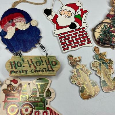 Lot of Miscellaneous Holiday Christmas Wood Cloth Hanging Figurine Ornaments