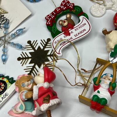 Lot of Holiday Christmas Tree Ornaments Resin, Ceramic, and Plastic Hanging Home Decor