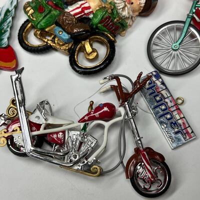 Lot of Santa Claus Father Christmas Bicycling Biking Figurines & Hanging Ornaments