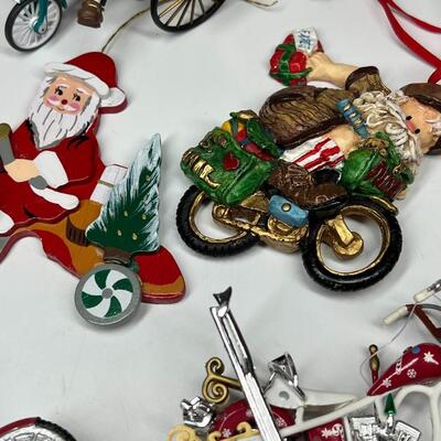 Lot of Santa Claus Father Christmas Bicycling Biking Figurines & Hanging Ornaments