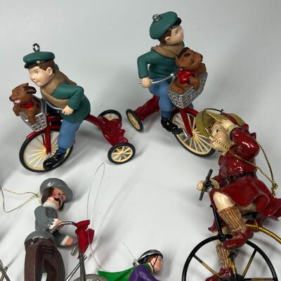 Lot of Holiday Christmas Bicycling Tricycle Resin Plastic Hanging Tree Ornaments