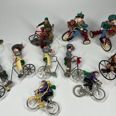 Lot of Holiday Christmas Bicycling Tricycle Resin Plastic Hanging Tree Ornaments