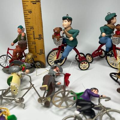 Lot of Holiday Christmas Bicycling Tricycle Resin Plastic Hanging Tree Ornaments