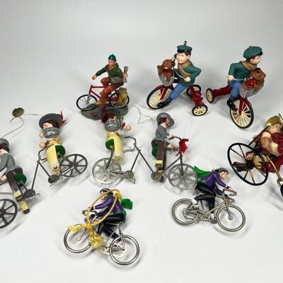 Lot of Holiday Christmas Bicycling Tricycle Resin Plastic Hanging Tree Ornaments
