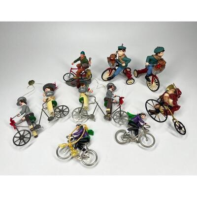 Lot of Holiday Christmas Bicycling Tricycle Resin Plastic Hanging Tree Ornaments