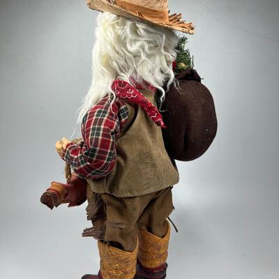 Santa Claus Father Christmas Cowboy Rancher Saddle Me Up Ceramic Felt Plastic Home Decor Figurine
